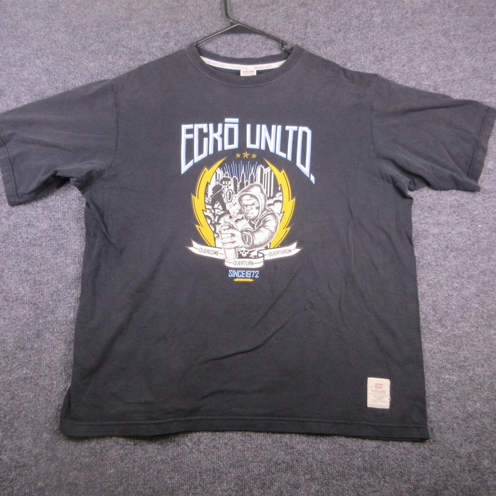 Y2K Ecko Unltd Shirt Mens XL Black Graffiti Spray Can City Skyline Graphic Tee - Picture 1 of 10